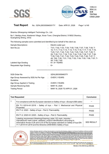 EN 71 / BS EN 71 · Test report