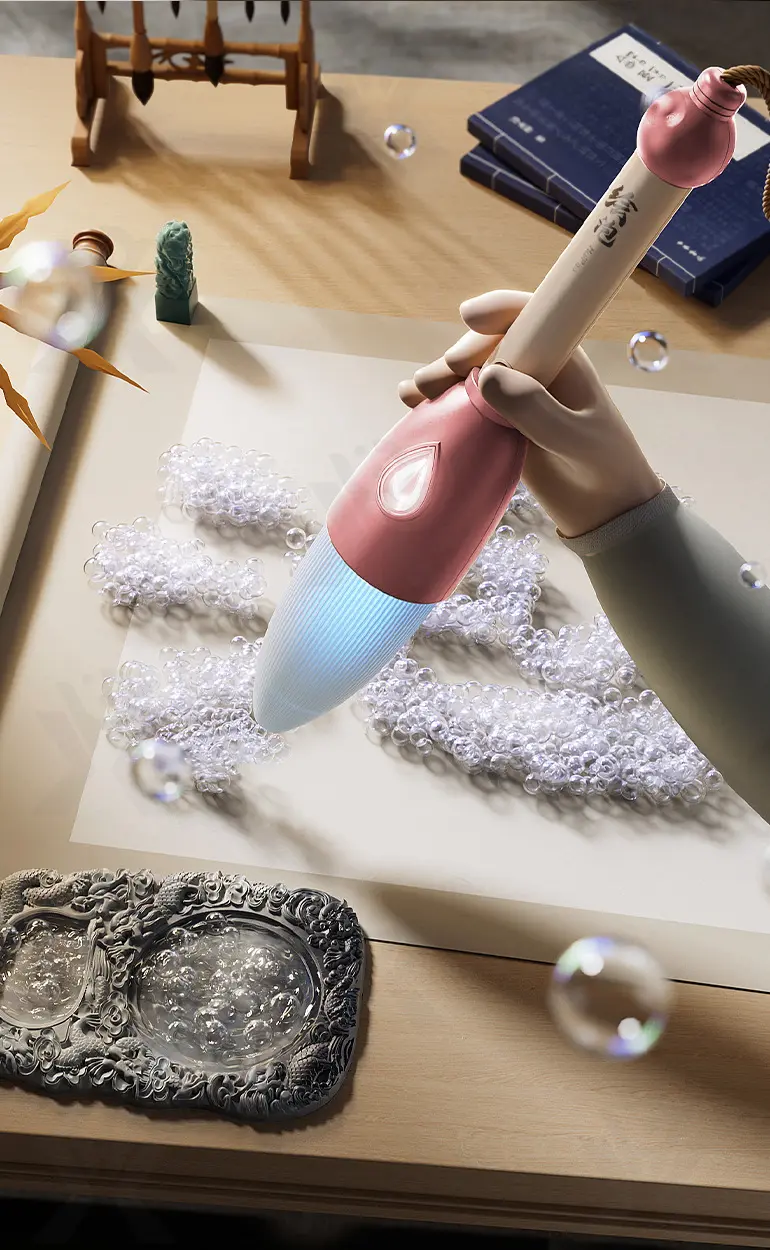Bubble Toys in the Shape of a Chinese Calligraphy Brush, Bulk Automatic Bubble Wands for Sale (TB-4834165) — illustrated product details, panel 2