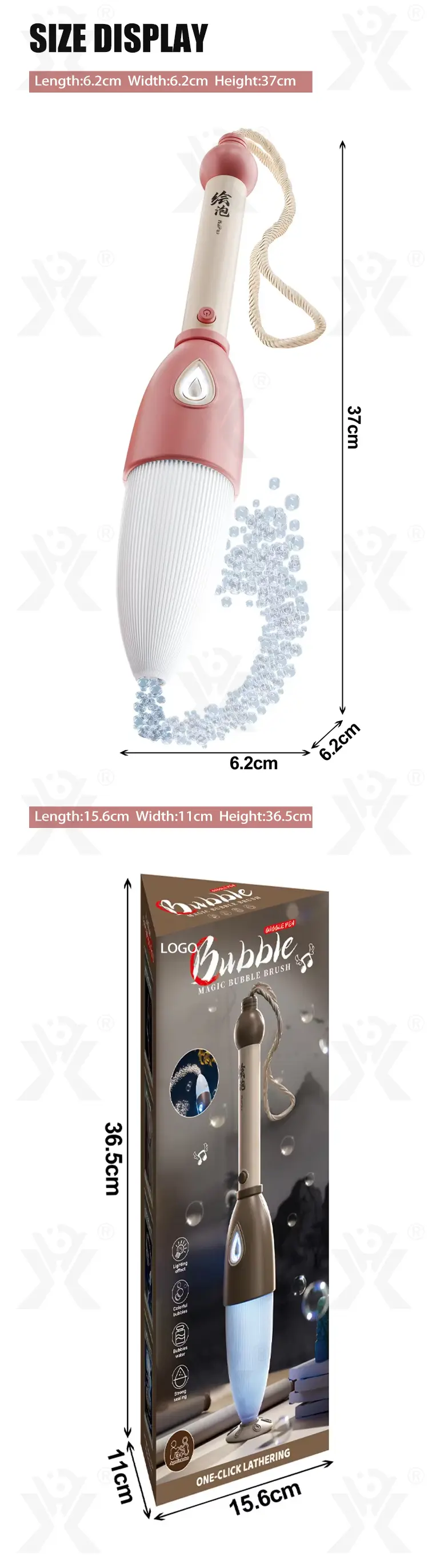 Bubble Toys in the Shape of a Chinese Calligraphy Brush, Bulk Automatic Bubble Wands for Sale (TB-4834165) — illustrated product details, panel 6