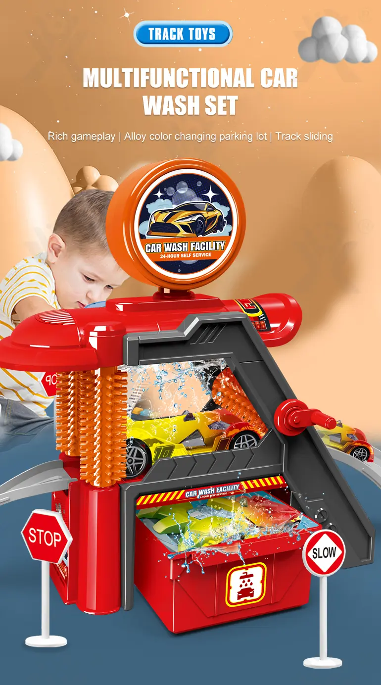 Car Wash Toy Sets, Equipped with Manual Water Spray System and Alloy Toy Car (TB-4526045) — illustrated product details, panel 1