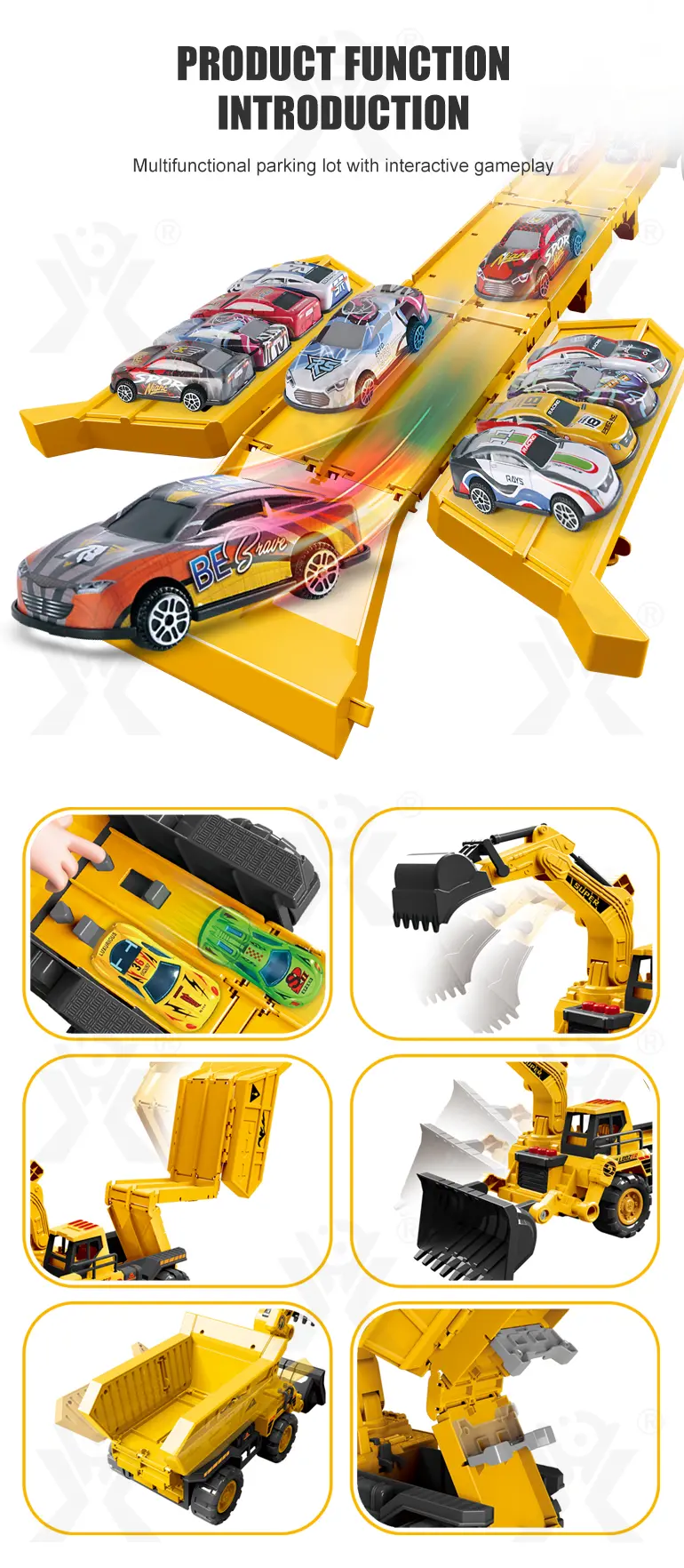 Construction Vehicle Toy Set, Includes a Toy Cars and a Modular Track Component (TB-4526031) — illustrated product details, panel 3