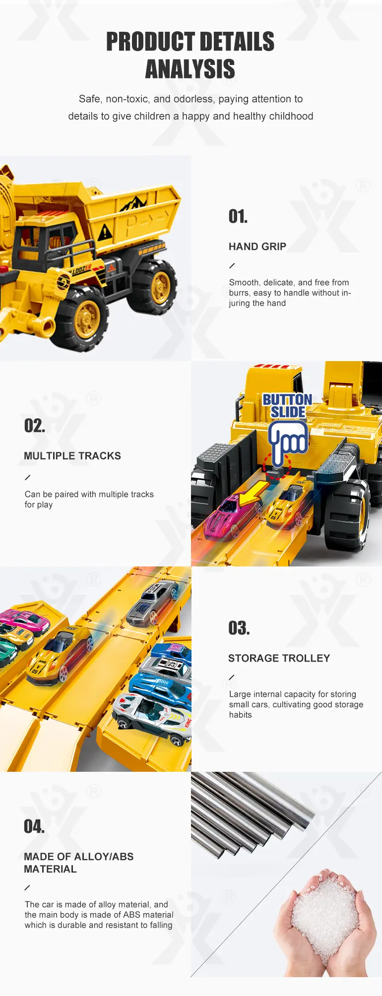 Construction Vehicle Toy Set, Includes a Toy Cars and a Modular Track Component (TB-4526031) — illustrated product details, panel 5