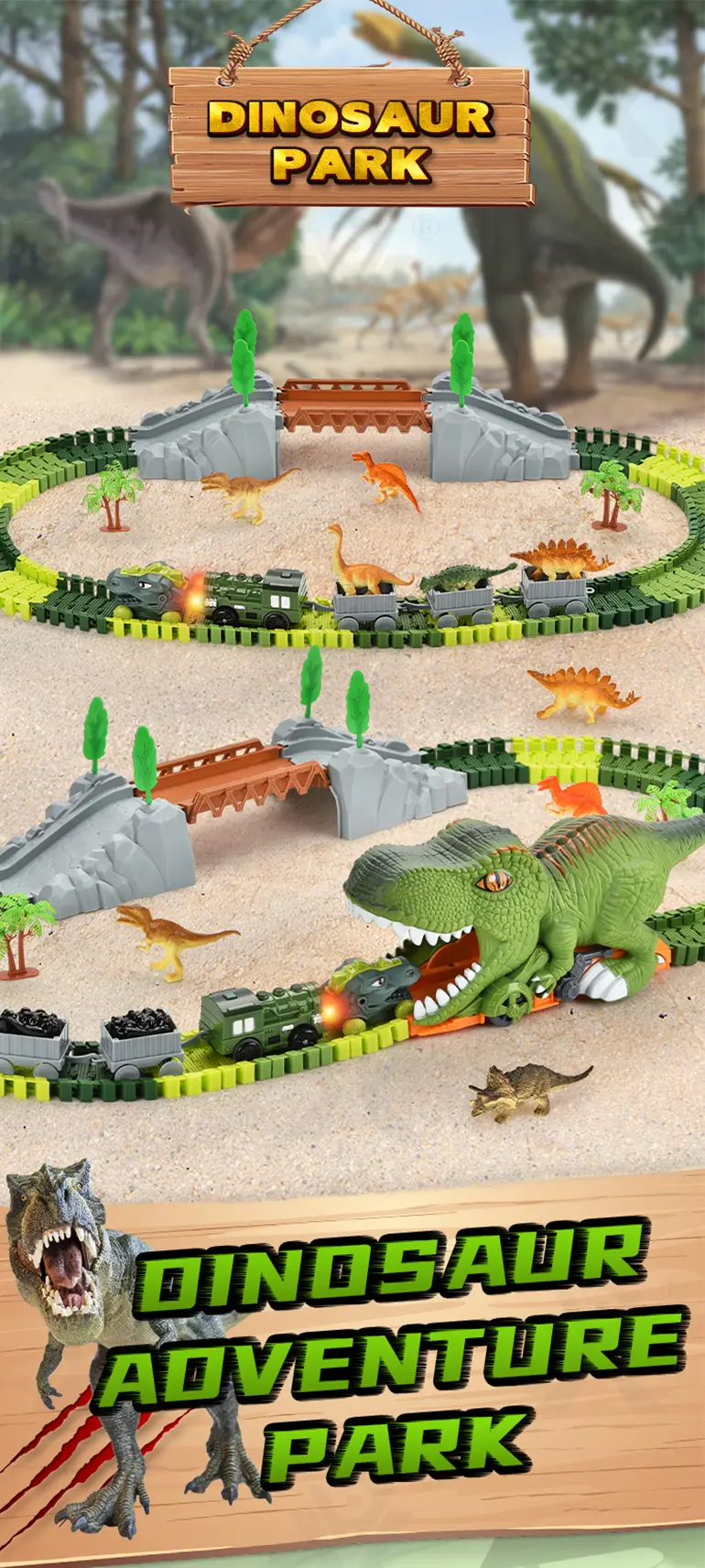 Dinosaur Themed Track Toy Sets (TB-4057477) — illustrated product details, panel 1