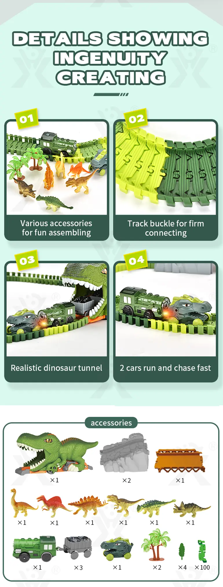 Dinosaur Themed Track Toy Sets (TB-4057477) — illustrated product details, panel 10