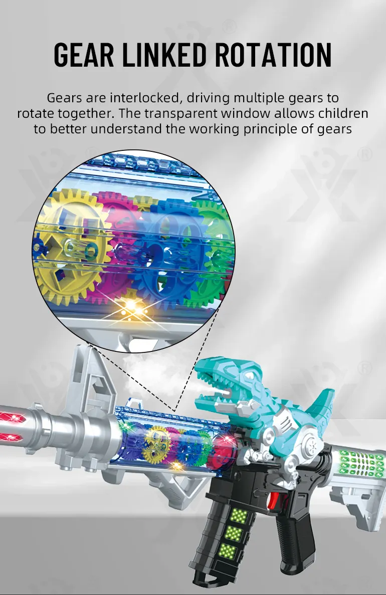 Dinosaur Electric Toy Guns with LED Lights, Sounds & Spray (TB-4395199) — illustrated product details, panel 4