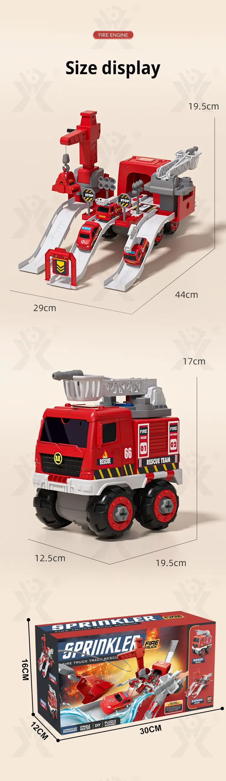 Fire Truck Toy Sets, With Deformable Track, Support OEM/ODM (TB-4866075) — illustrated product details, panel 12