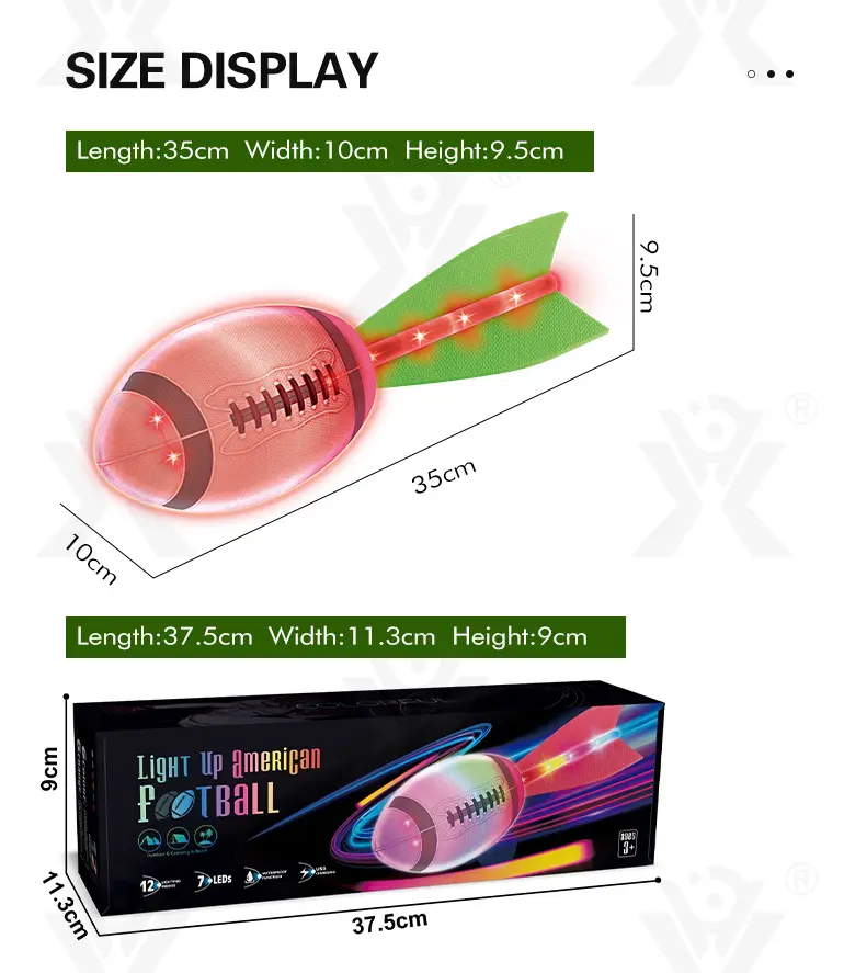Light Up American Football Toys, with Rainbow Light Trails, Perfect for Night Games (TB-4859496) — illustrated product details, panel 5