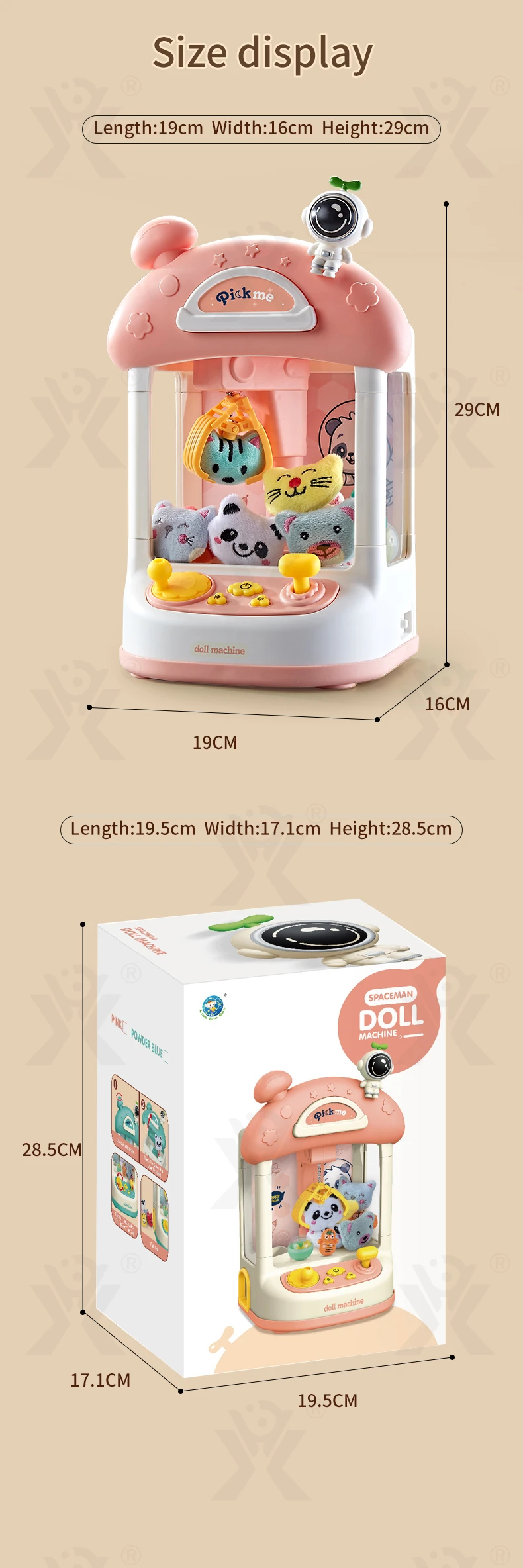 Astronaut-Themed Mini Claw Machine Toy with Plush Dolls, Sound & Light Effects, and Surprise Eggs (TB-4262258) — illustrated product details, panel 11