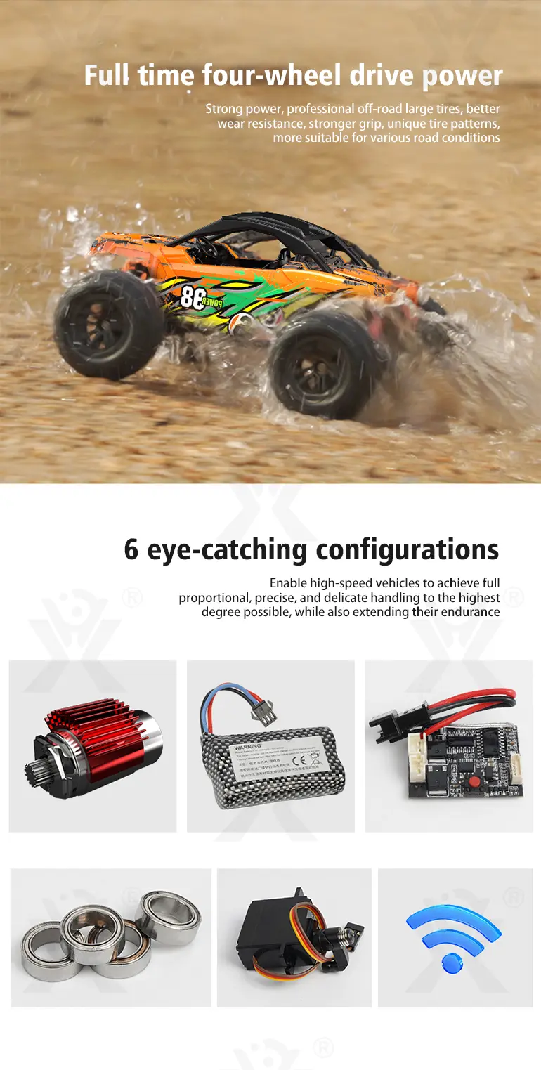 High-Speed RC Cars, 36km/h, 1:16 Simulation Car Body, Six Colors Available (TB-4048964) — illustrated product details, panel 2