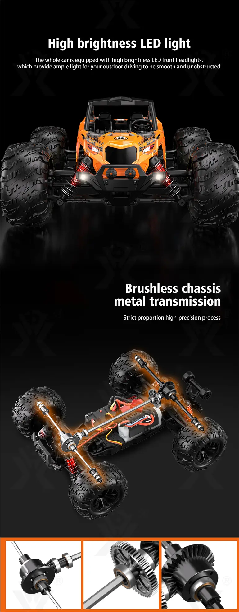 High-Speed RC Cars, 36km/h, 1:16 Simulation Car Body, Six Colors Available (TB-4048964) — illustrated product details, panel 5