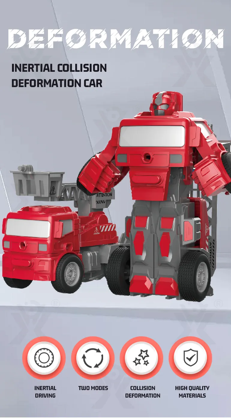 Transforming Construction Truck Toys, Bulk Friction Toy Car with Collision Auto-Transform (TB-4469627) — illustrated product details, panel 1