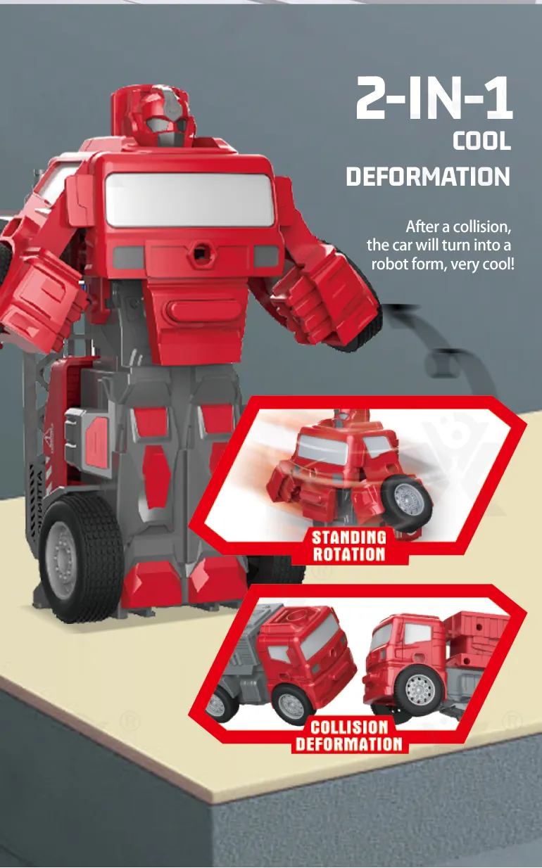 Transforming Construction Truck Toys, Bulk Friction Toy Car with Collision Auto-Transform (TB-4469627) — illustrated product details, panel 4