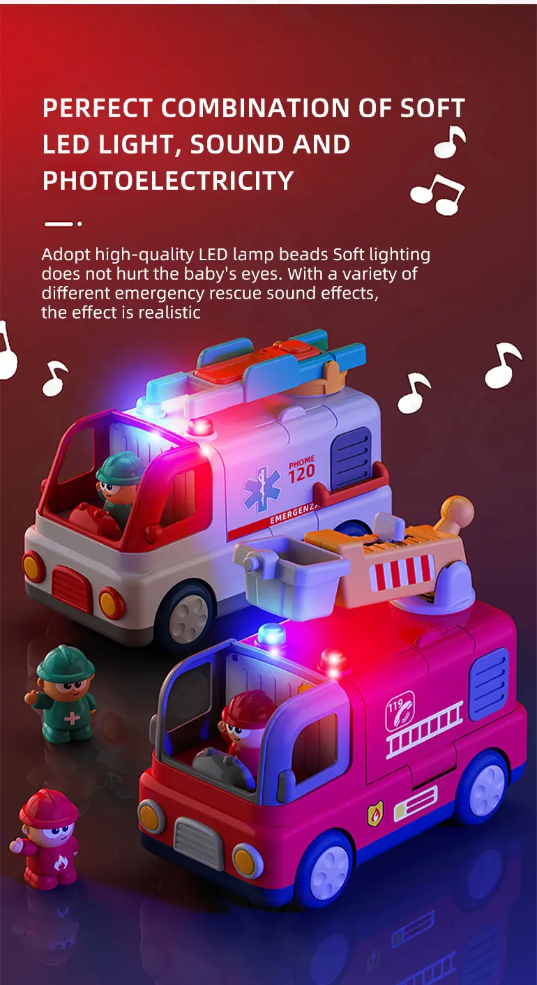 Interactive Firefighter Truck Toy with Rotating Ladder, Sound & Light Effects (TB-4905975) — illustrated product details, panel 6