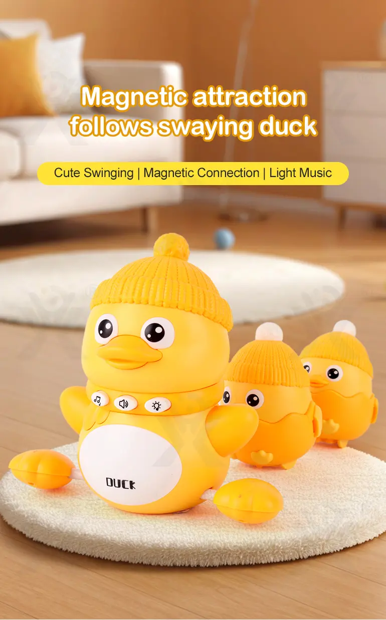 Magnetic Crawling Duck Toy for Babies-Music, Light & Interactive Play (TB-4900006) — illustrated product details, panel 1