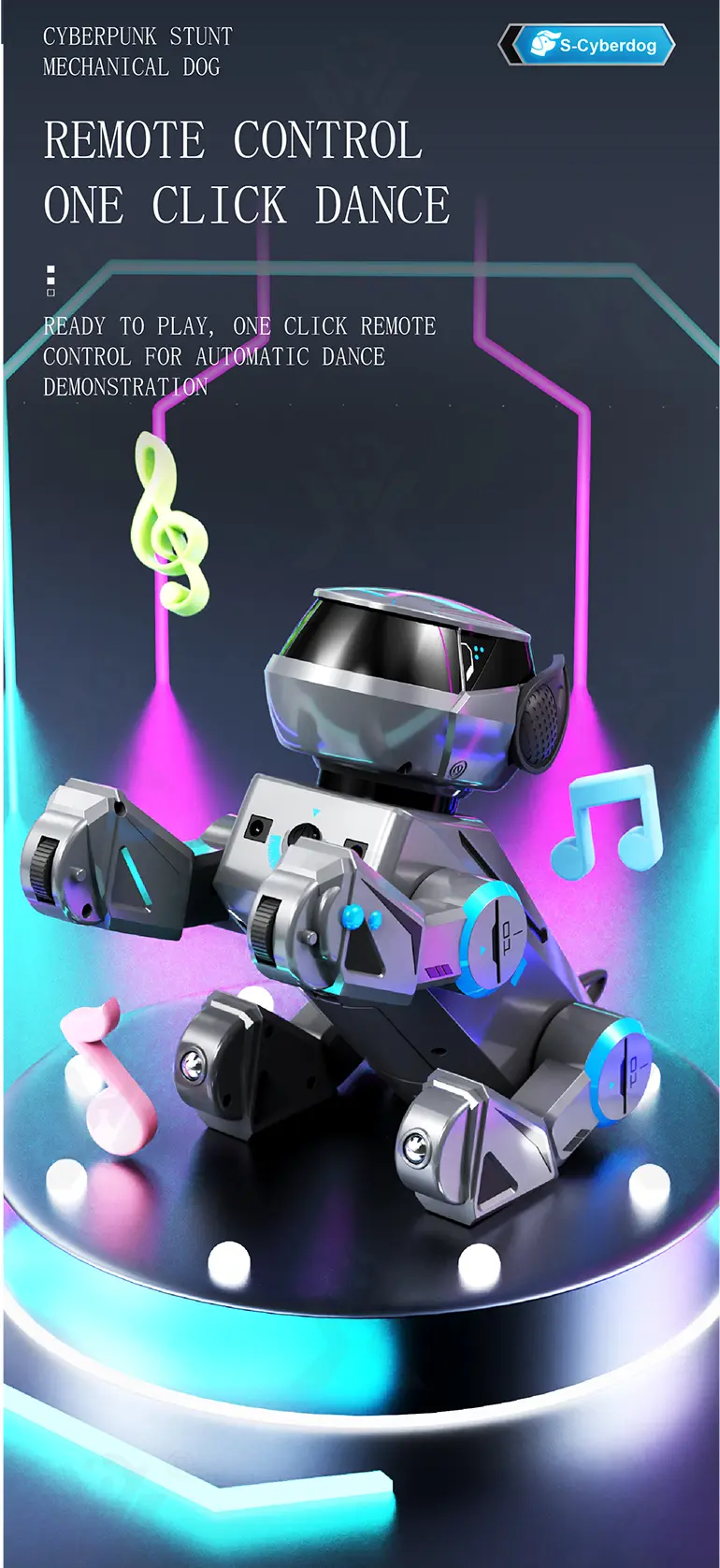 Smart Toy Robot Dogs with Remote Control, Dance & Light Show (TB-4892098) — illustrated product details, panel 3