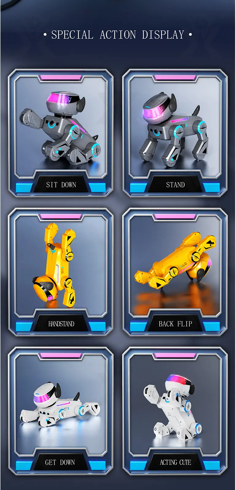 Smart Toy Robot Dogs with Remote Control, Dance & Light Show (TB-4892098) — illustrated product details, panel 9