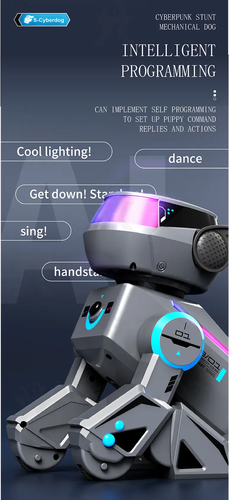 Smart Toy Robot Dogs with Remote Control, Dance & Light Show (TB-4892098) — illustrated product details, panel 10