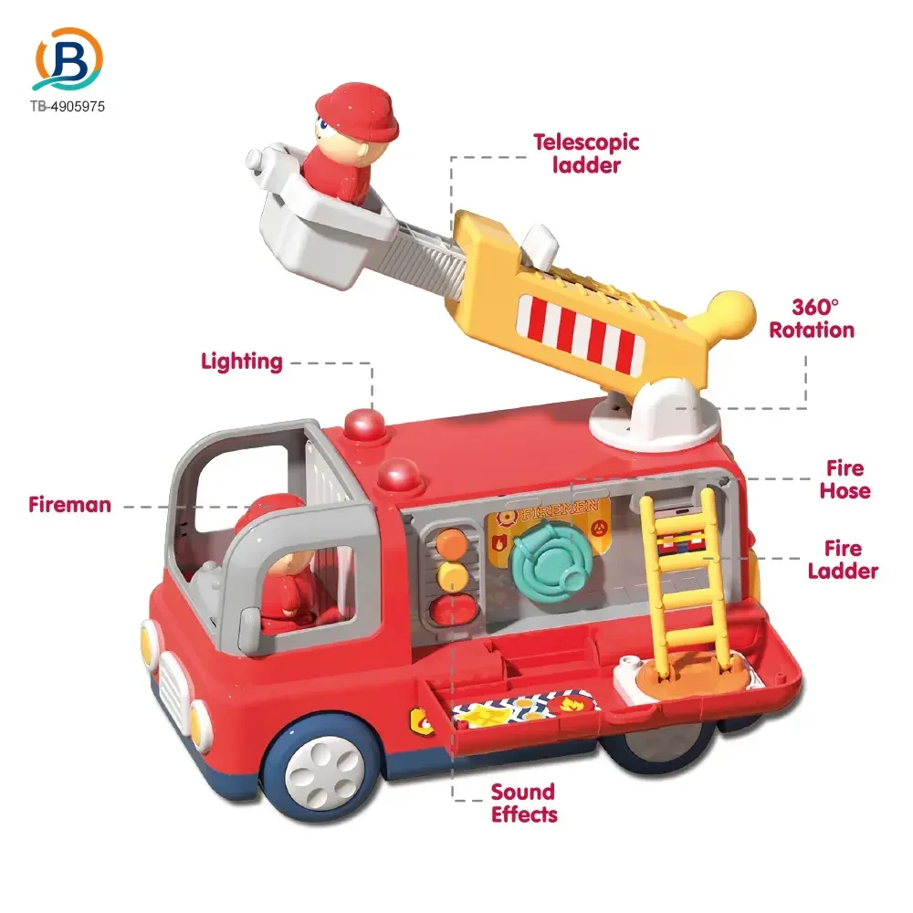 Interactive Firefighter Truck Toy with Rotating Ladder, Sound & Light Effects (TB-4905975) — product photograph 3