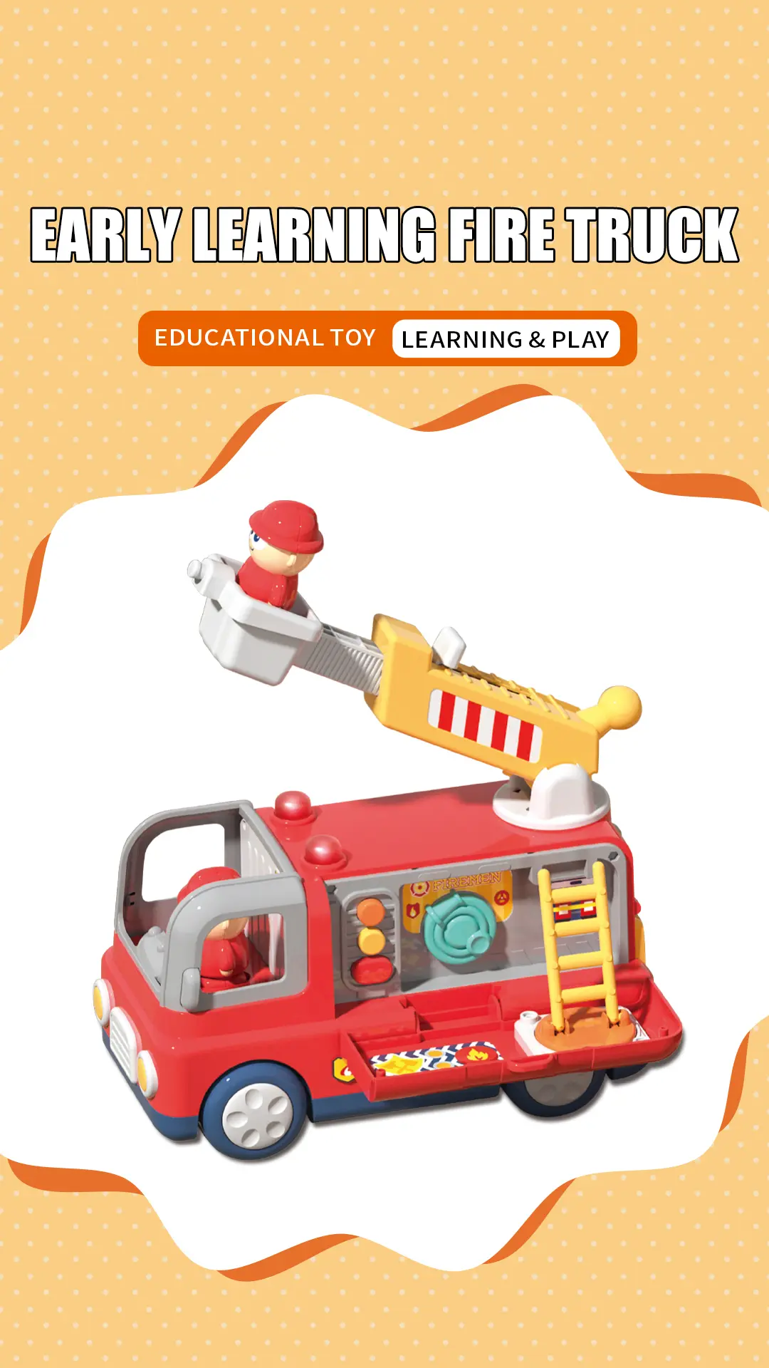 Interactive Firefighter Truck Toy with Rotating Ladder, Sound & Light Effects (TB-4905975) — product photograph 6