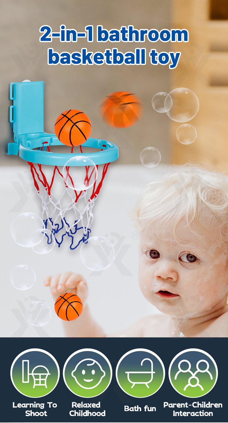 2-in-1 Kids’ Bath Basketball Hoop Toy with Suction Cups & Straps (TB-4328192) — illustrated product details, panel 1