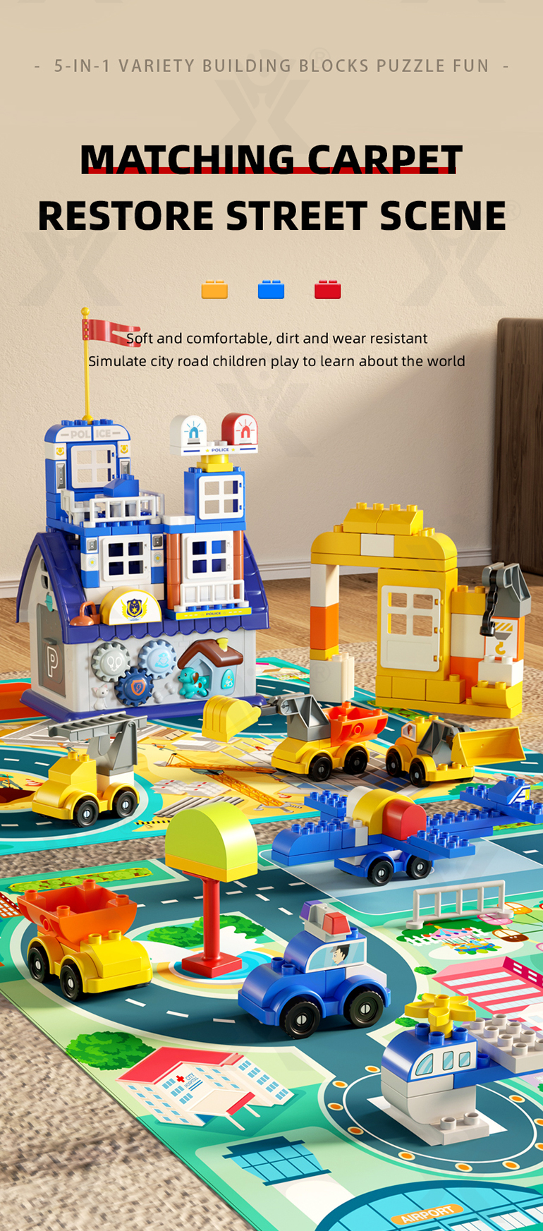 5-in-1 Police Station Building Blocks Toy for Kids (TB-4299083) — illustrated product details, panel 12