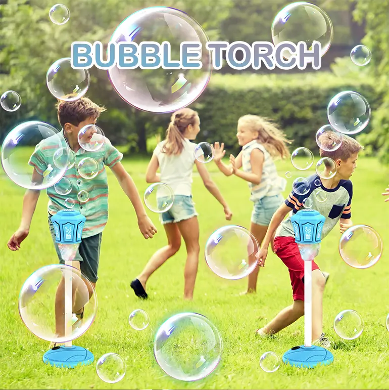 Remote Control Standing Bubble Machines with Lights & Music (TB-4971782) — illustrated product details, panel 1