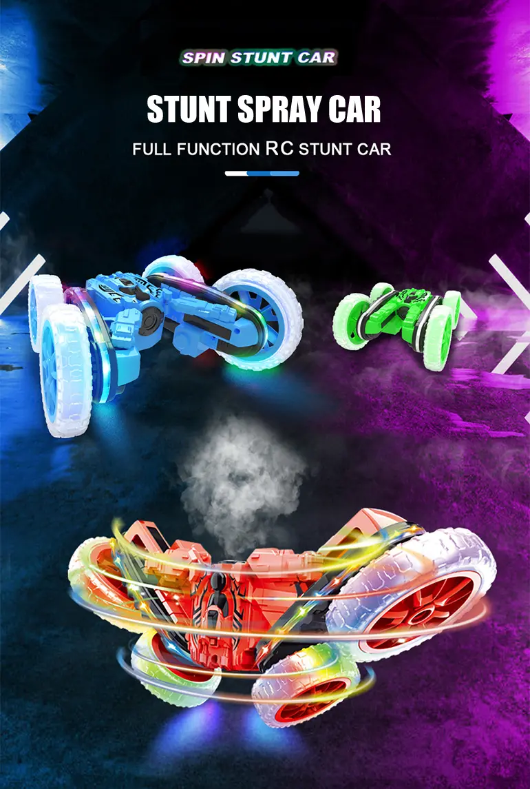 RC Stunt Cars with Spray & LED Lights (TB-4291969) — illustrated product details, panel 8