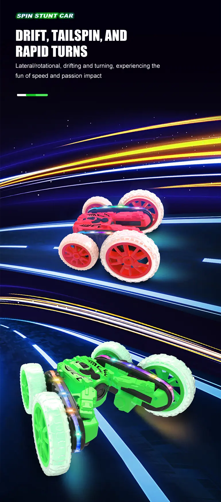 RC Stunt Cars with Spray & LED Lights (TB-4291969) — illustrated product details, panel 4