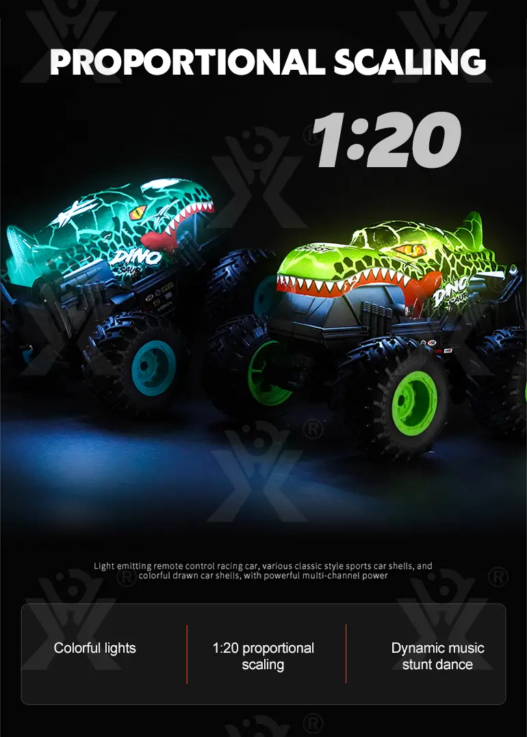 RC Stunt Dancing Car Toy with LED Light, Music (TB-4003089) — illustrated product details, panel 2