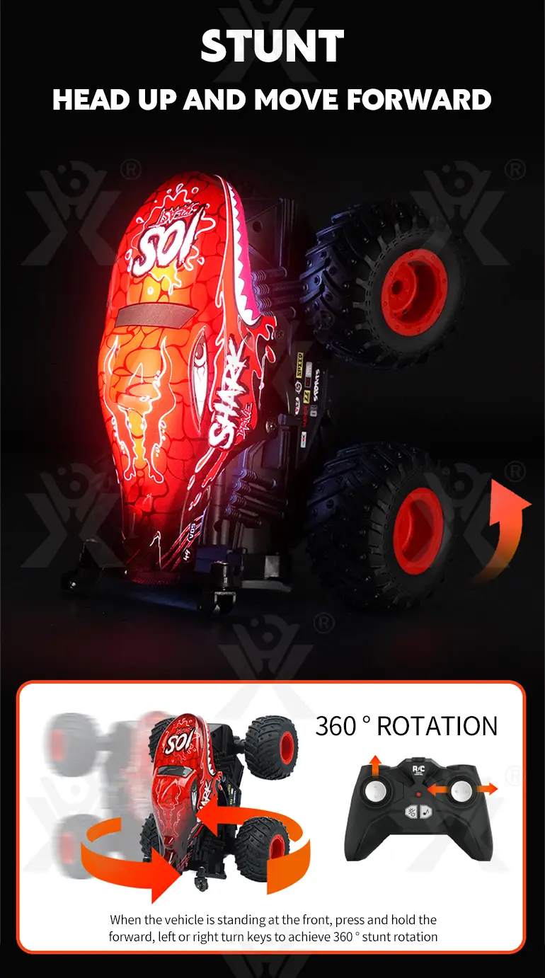 RC Stunt Dancing Car Toy with LED Light, Music (TB-4003089) — illustrated product details, panel 3
