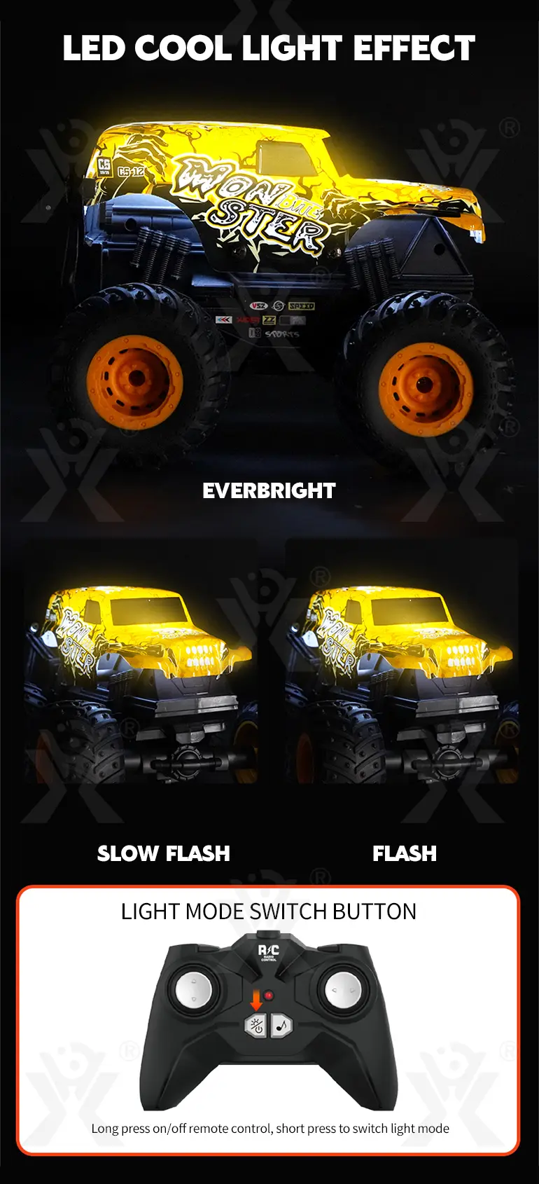 RC Stunt Dancing Car Toy with LED Light, Music (TB-4003089) — illustrated product details, panel 4
