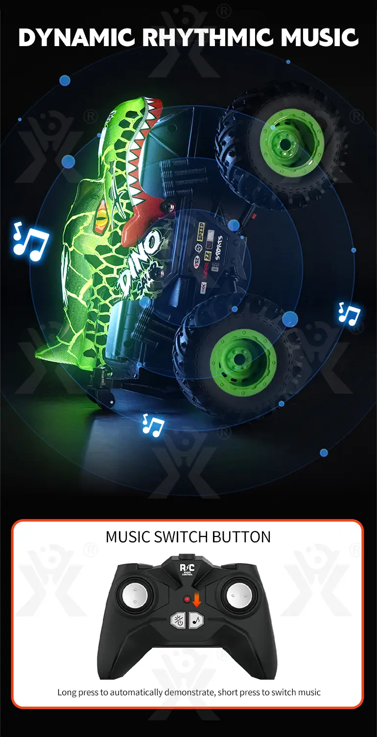 RC Stunt Dancing Car Toy with LED Light, Music (TB-4003089) — illustrated product details, panel 5