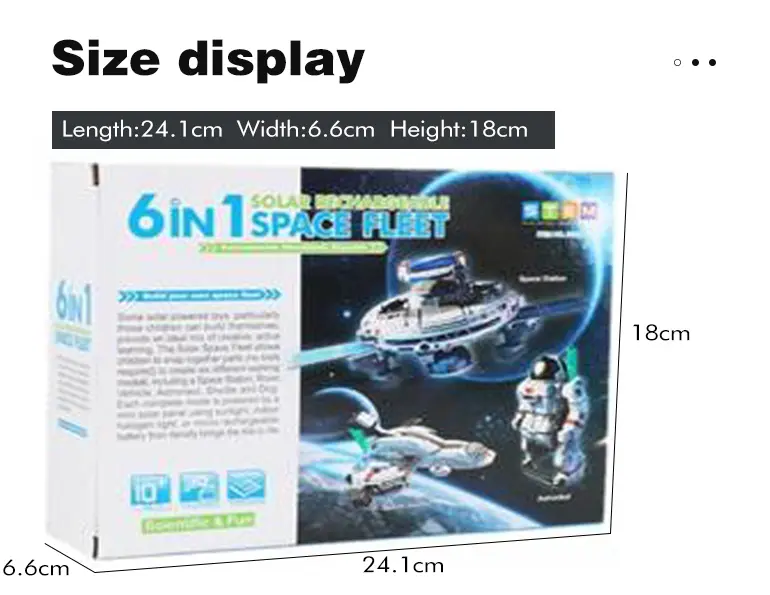 6-in-1 Solar Robot Toy Powered By Solar Energy for Kids STEM Learning (TB-2312845) — illustrated product details, panel 6