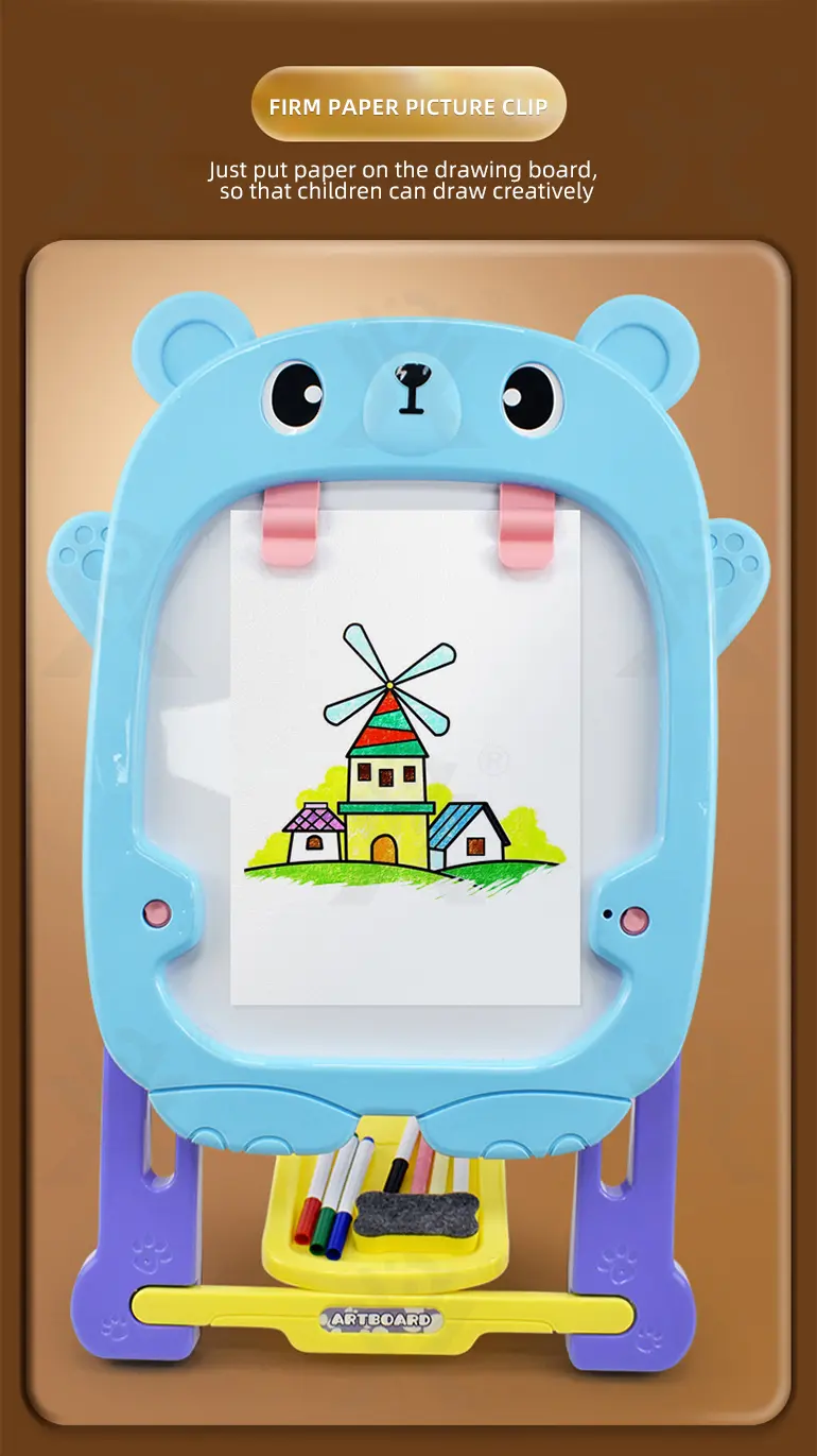 Double-Sided Kids Drawing Board with Adjustable Easel & Storage Tray (TB-2335589) — illustrated product details, panel 6