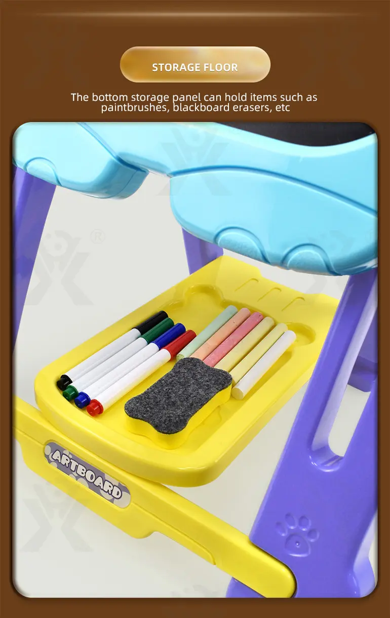 Double-Sided Kids Drawing Board with Adjustable Easel & Storage Tray (TB-2335589) — illustrated product details, panel 7