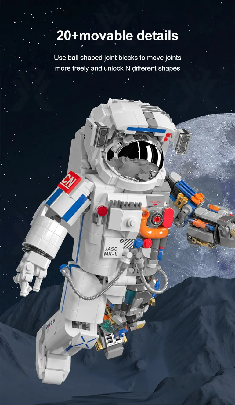 Astronaut Model Toy with Movable Joints & Electroplated Helmet (TB-4303956) — illustrated product details, panel 3