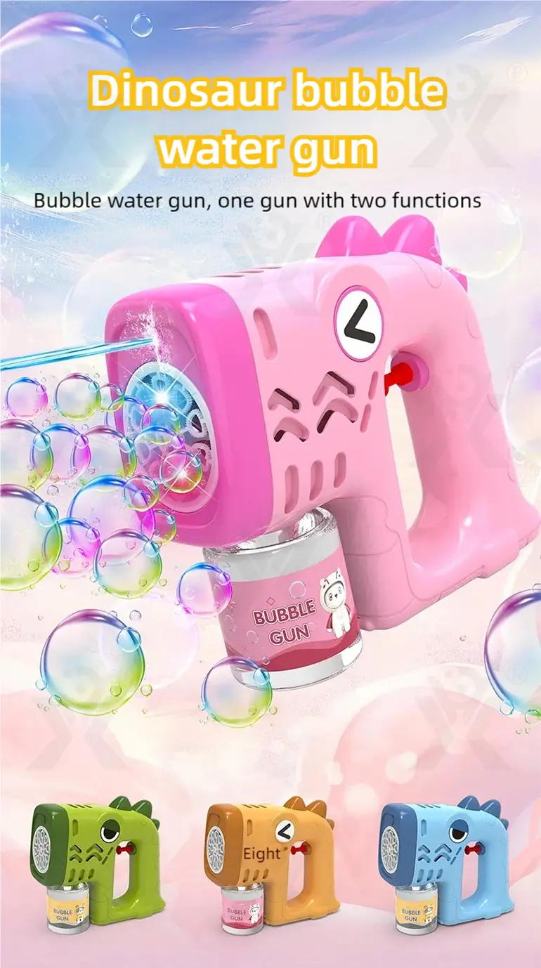 2-in-1 Dinosaur Bubble Water Gun Toy For Kids (TB-4879029) — illustrated product details, panel 1