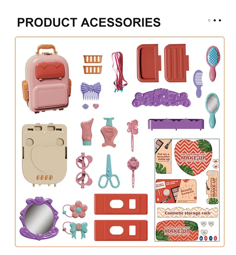 3-in-1 Kids Dresser Backpack with Light & Music for Fun Role Play, Pretend Play Toy (TB-2175263) — illustrated product details, panel 2