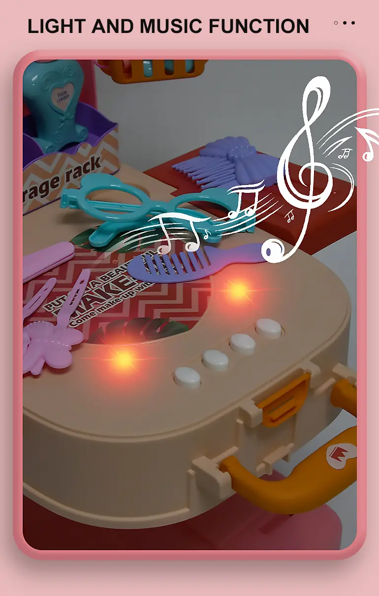 3-in-1 Kids Dresser Backpack with Light & Music for Fun Role Play, Pretend Play Toy (TB-2175263) — illustrated product details, panel 3