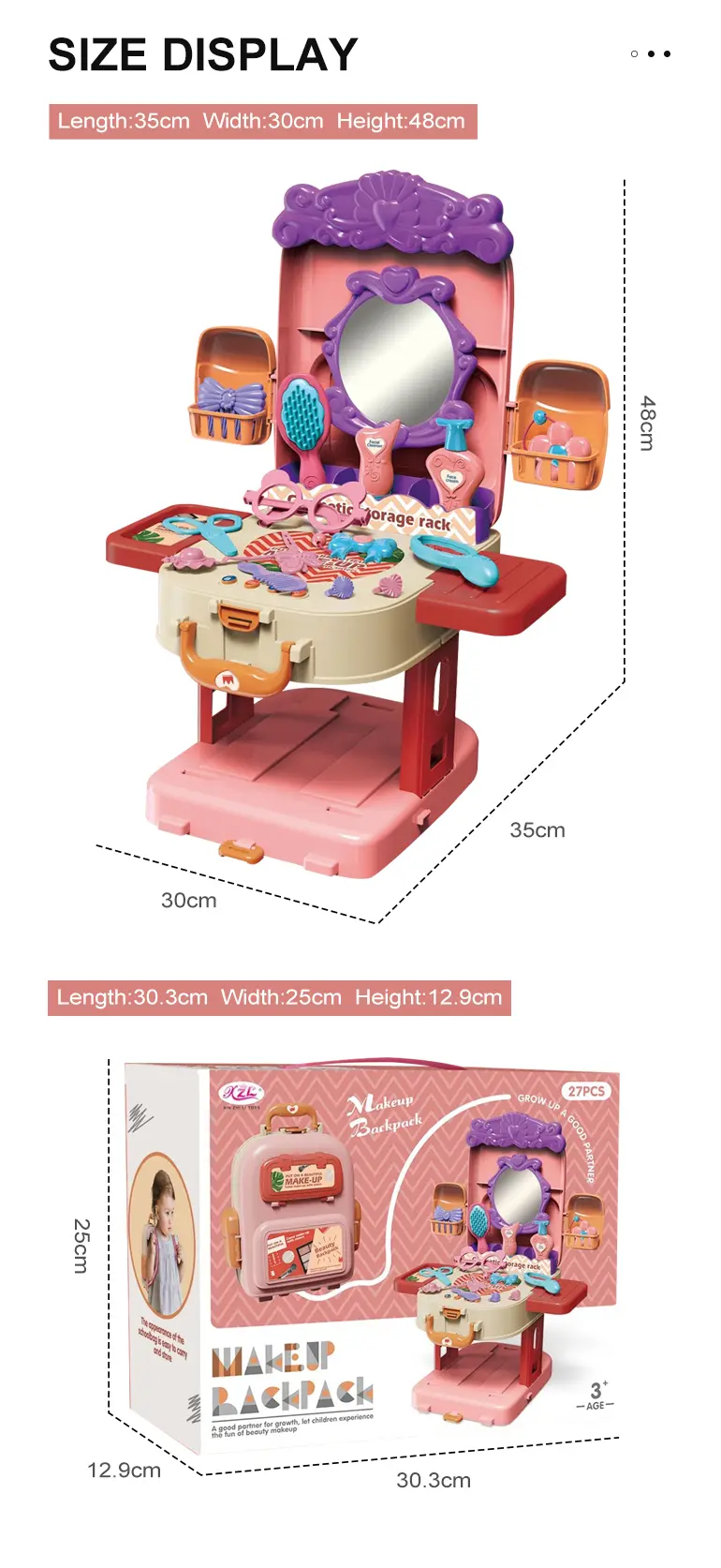 3-in-1 Kids Dresser Backpack with Light & Music for Fun Role Play, Pretend Play Toy (TB-2175263) — illustrated product details, panel 7