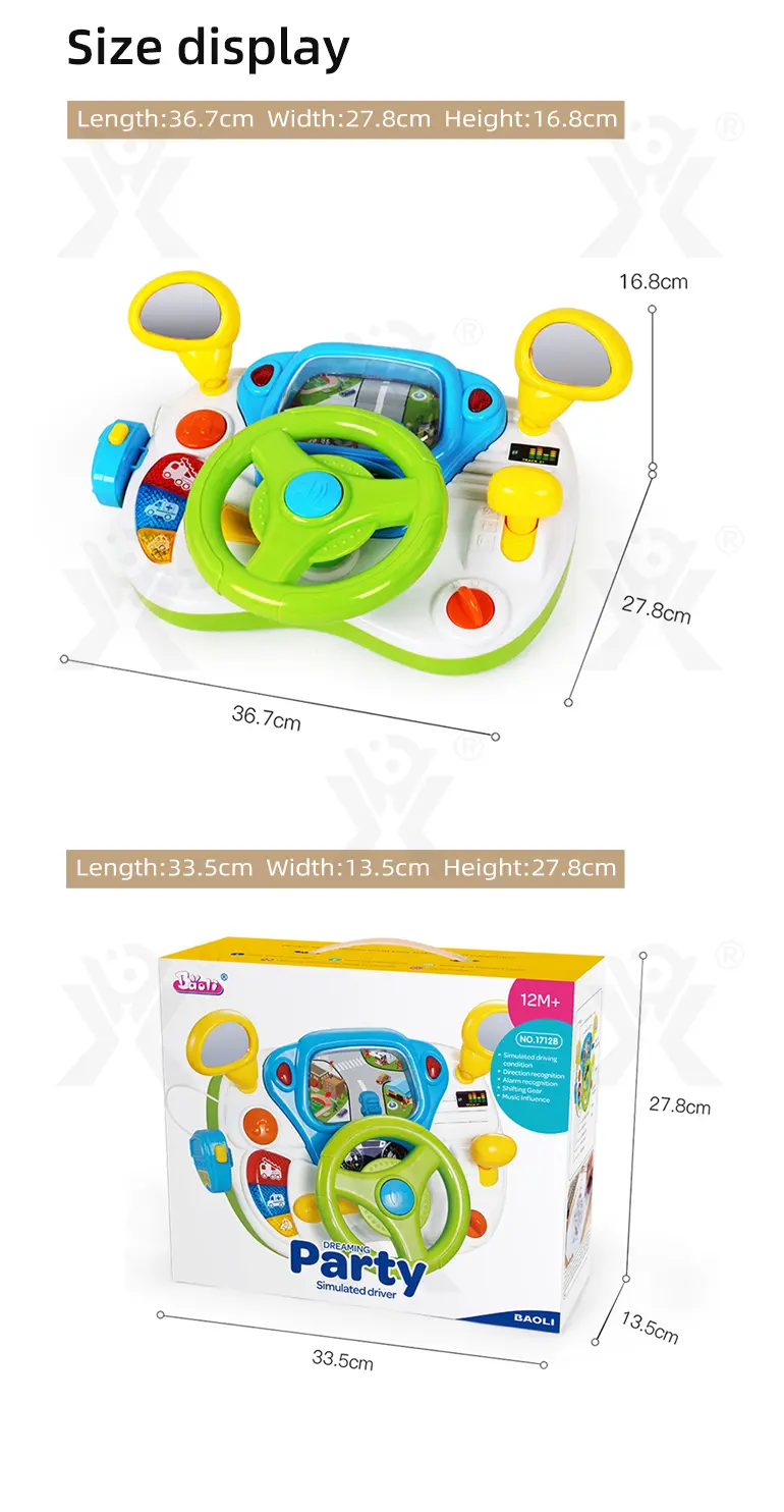 Kids Driving Simulator Toy with Steering Wheel, Gear Shift & Realistic Road Scene (TB-4148612) — illustrated product details, panel 11