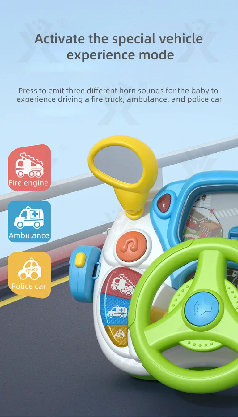 Kids Driving Simulator Toy with Steering Wheel, Gear Shift & Realistic Road Scene (TB-4148612) — illustrated product details, panel 7