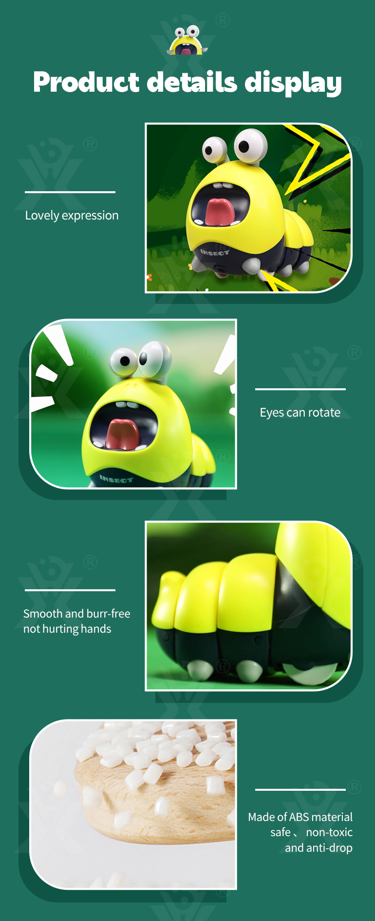 Electric Swinging Cartoon Caterpillar Toys Doll (TB-3999978) — illustrated product details, panel 4