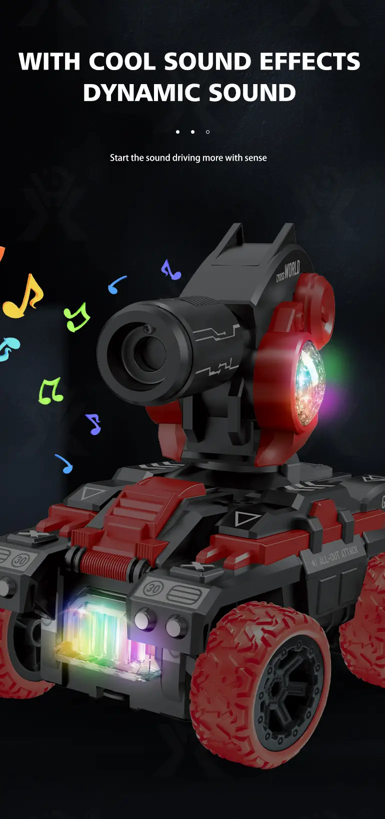 Remote Control Spray Tank Toy with 360° Turret, Mist Effect, and Battle Mode (TB-4056429) — illustrated product details, panel 10