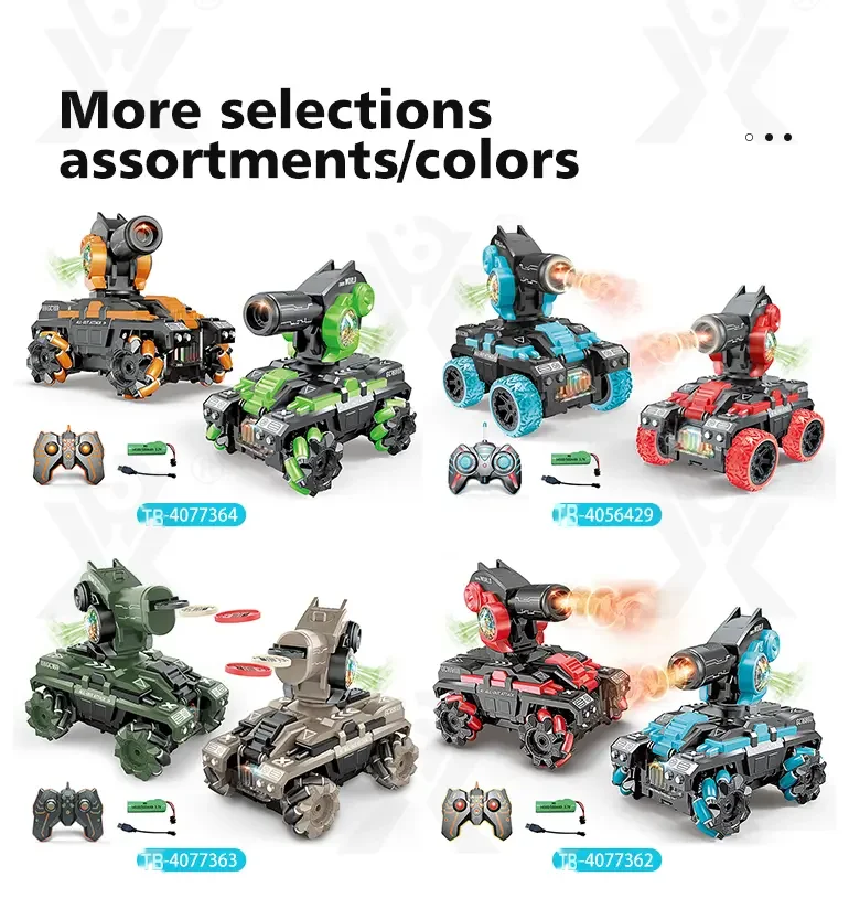 Remote Control Spray Tank Toy with 360° Turret, Mist Effect, and Battle Mode (TB-4056429) — illustrated product details, panel 11