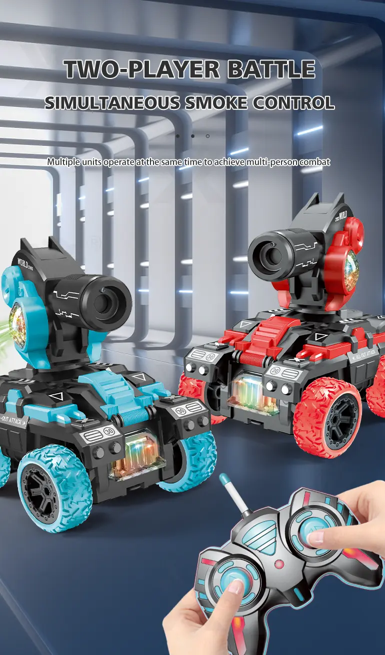 Remote Control Spray Tank Toy with 360° Turret, Mist Effect, and Battle Mode (TB-4056429) — illustrated product details, panel 3