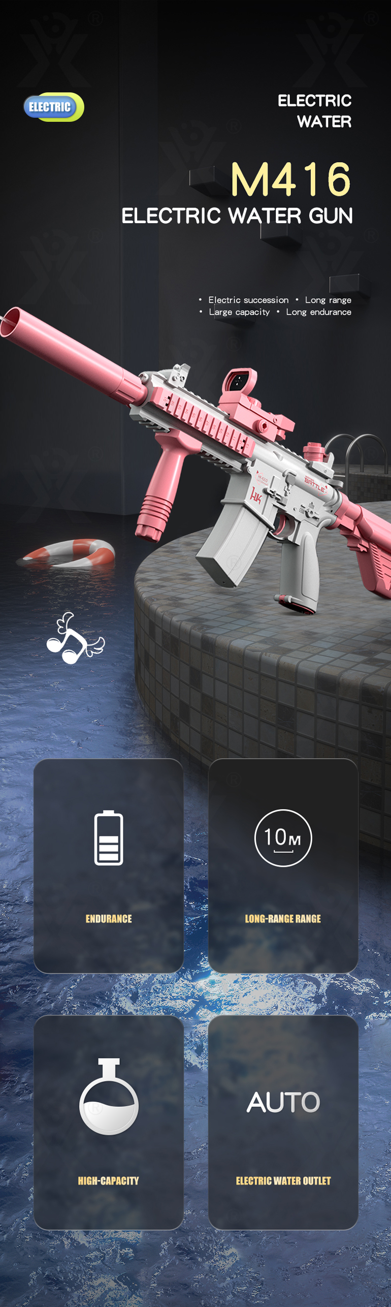Water Gun Toys, Electrical (TB-3989068) — illustrated product details, panel 1