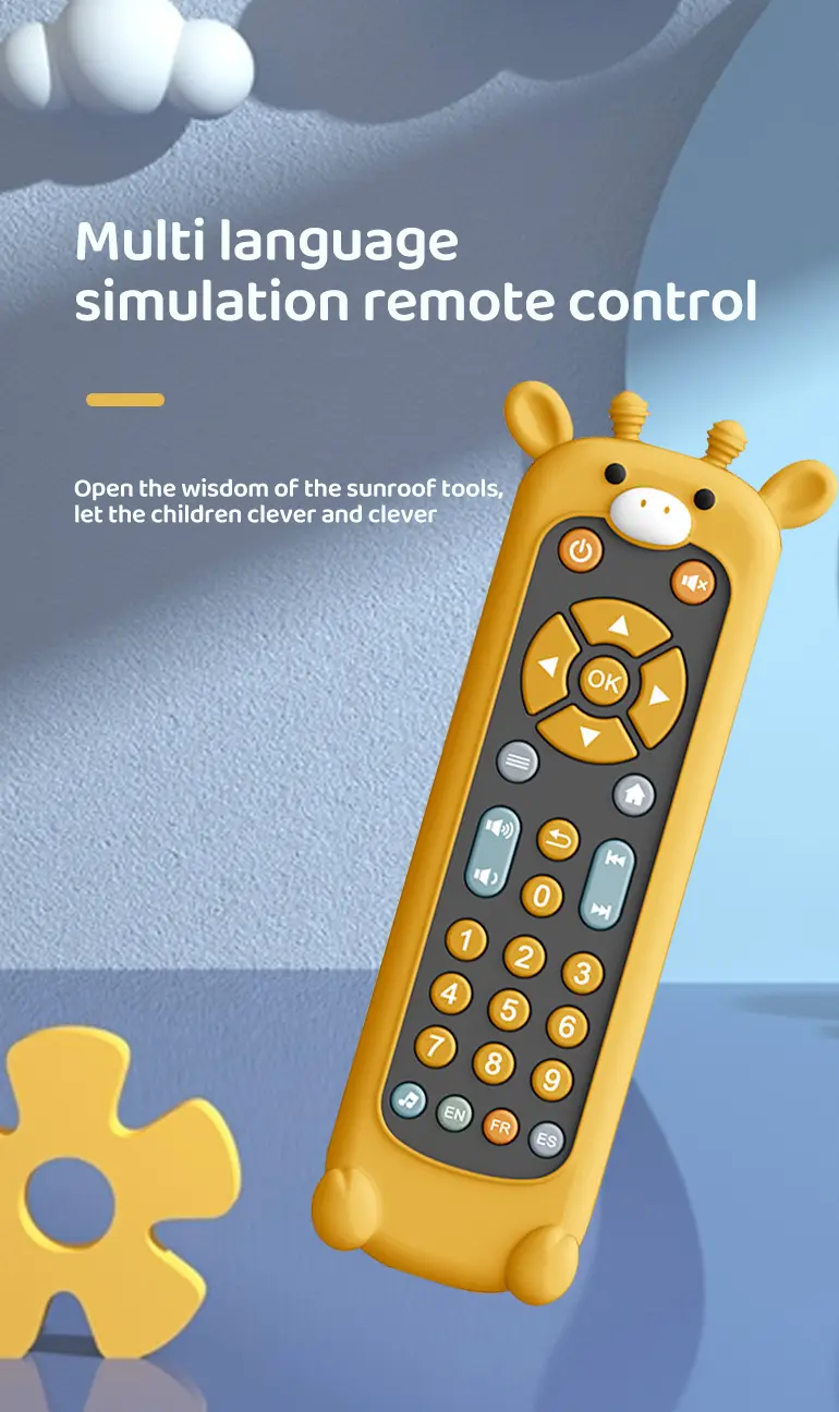 Baby Remote Control Toy with Multi-Language Learning & Teething-Safe Design (TB-4465380) — illustrated product details, panel 1