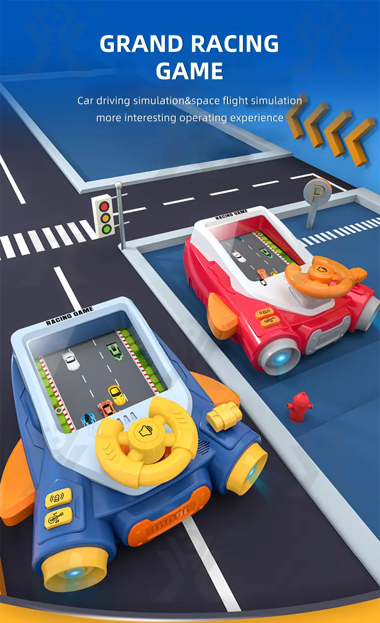 2-in-1 Driving & Space Flight Simulation Toy with Lights, Sounds, and Interactive Controls (TB-4024130) — illustrated product details, panel 1