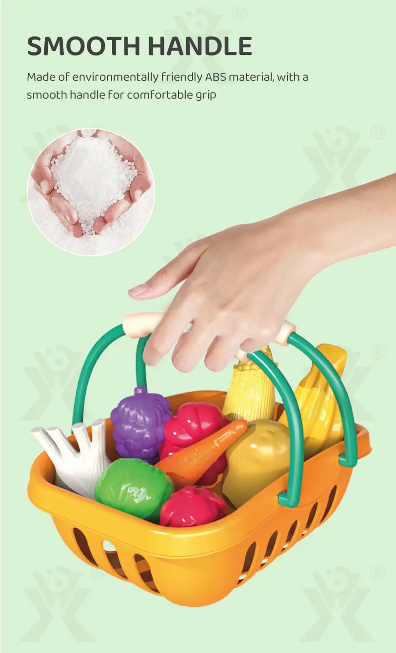 Kids 2-in-1 Shopping Cart Toy with Basket & Play Food Accessories, Role Play, Pretend Play (TB-4008954) — illustrated product details, panel 3